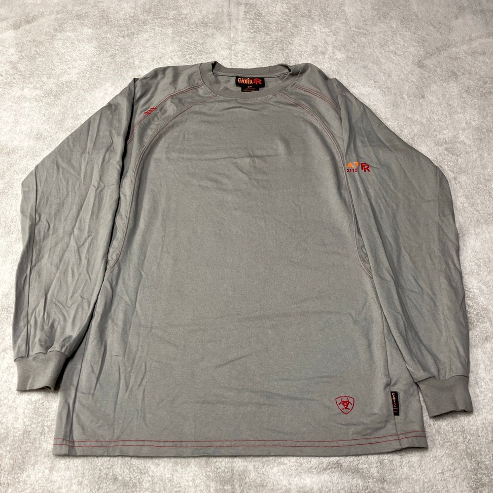 Ariat FR CAT2 Long Sleeve T-Shirt Gray Flame Resistant NFPA 2112 Mens‎ Small